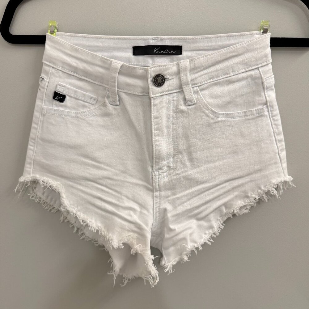 Women's Size 24 KanCan White High-Rise Denim Shorts